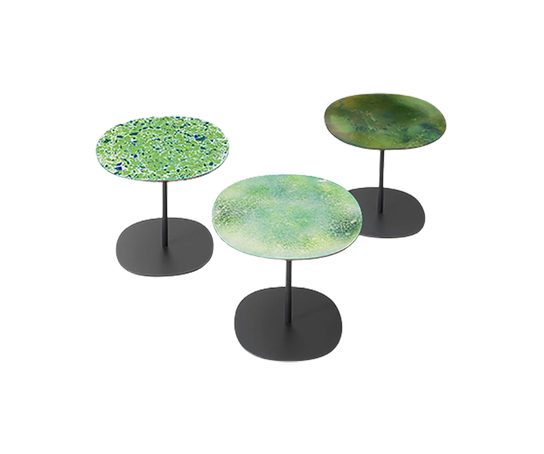 Modern Strap Outdoor Side Table by Paola Lenti with Unique Enamelled Copper Top Casa Design Group