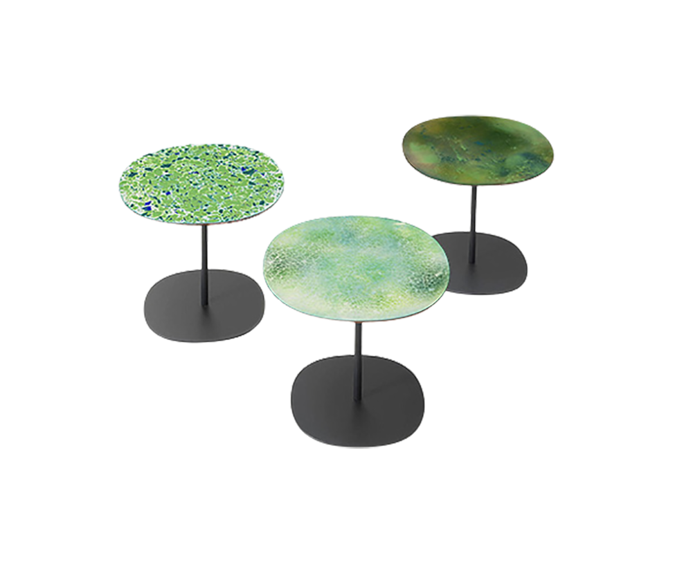 Modern Strap Outdoor Side Table by Paola Lenti with Unique Enamelled Copper Top Casa Design Group