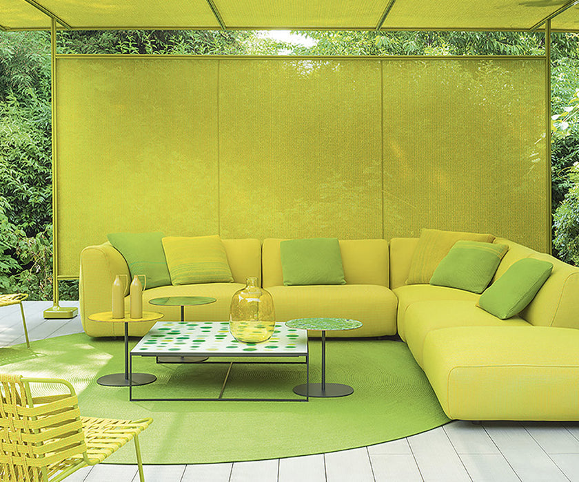 Modern Strap Outdoor Side Table by Paola Lenti with Unique Enamelled Copper Top Casa Design Group