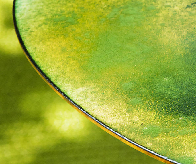 Modern Strap Outdoor Side Table by Paola Lenti with Unique Enamelled Copper Top Casa Design Group