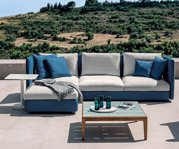 Luxury Teka 008 Outdoor Coffee Table by Roda with Teak Frame | Casa Design Group