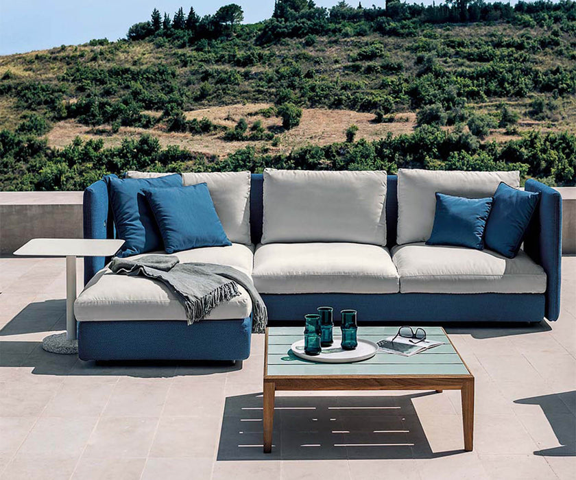 Luxury Teka 008 Outdoor Coffee Table by Roda with Teak Frame | Casa Design Group