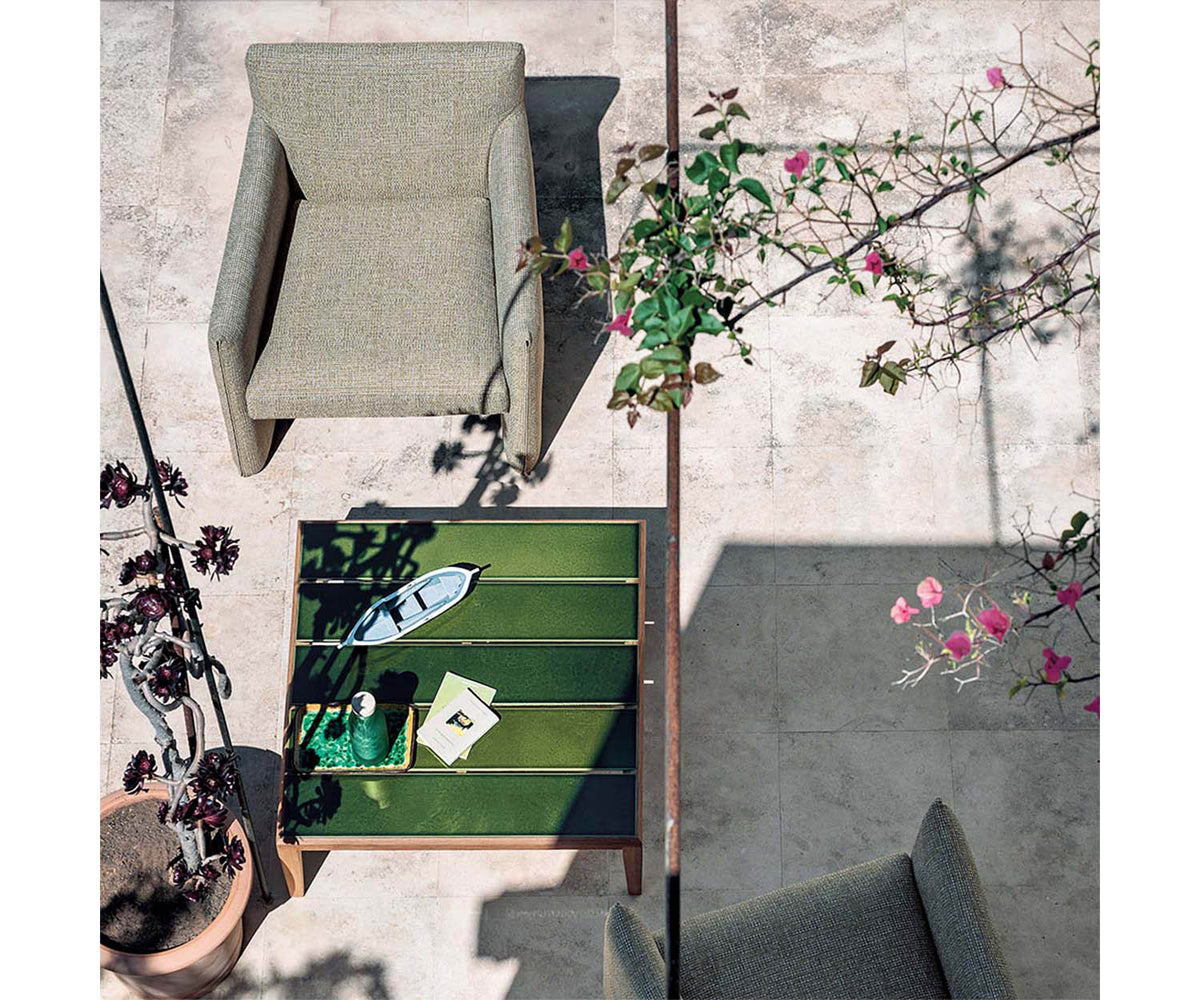 Luxury Teka 008 Outdoor Coffee Table by Roda with Teak Frame | Casa Design Group