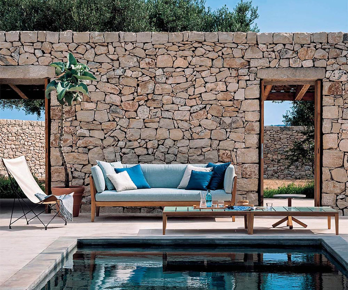 Luxury Teka Outdoor Sofa by Roda with Teak Frame and Cushions | Casa Design Group