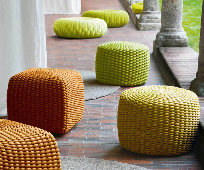 Tide Outdoor Pouf by Paola Lenti Handwoven Rope Pouf for Outdoor Comfort Casa Design Group