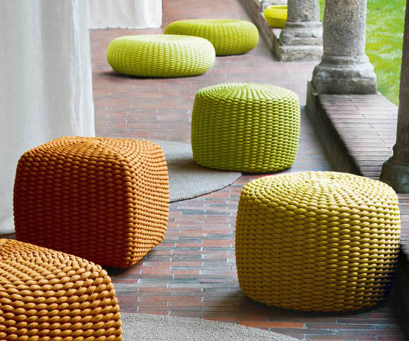 Tide Outdoor Pouf by Paola Lenti Handwoven Rope Pouf for Outdoor Comfort Casa Design Group