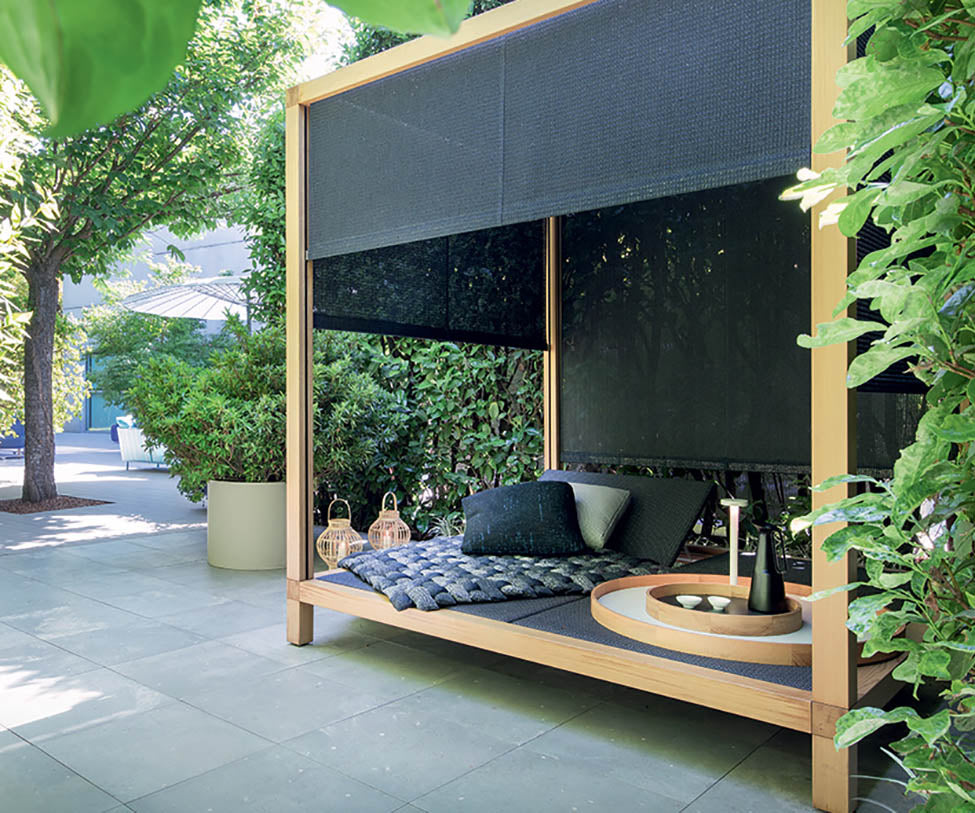 Toku Outdoor Shading Structure | Cedar Heartwood with Thuia Fabric for ...