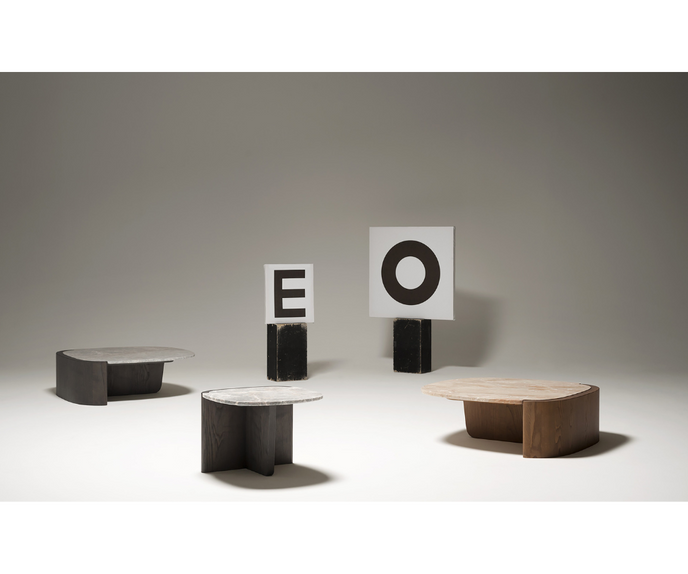 Trampolino Coffee Table with Marble Top and Stained Ash Wood Base by Tacchini | Casa Design Group