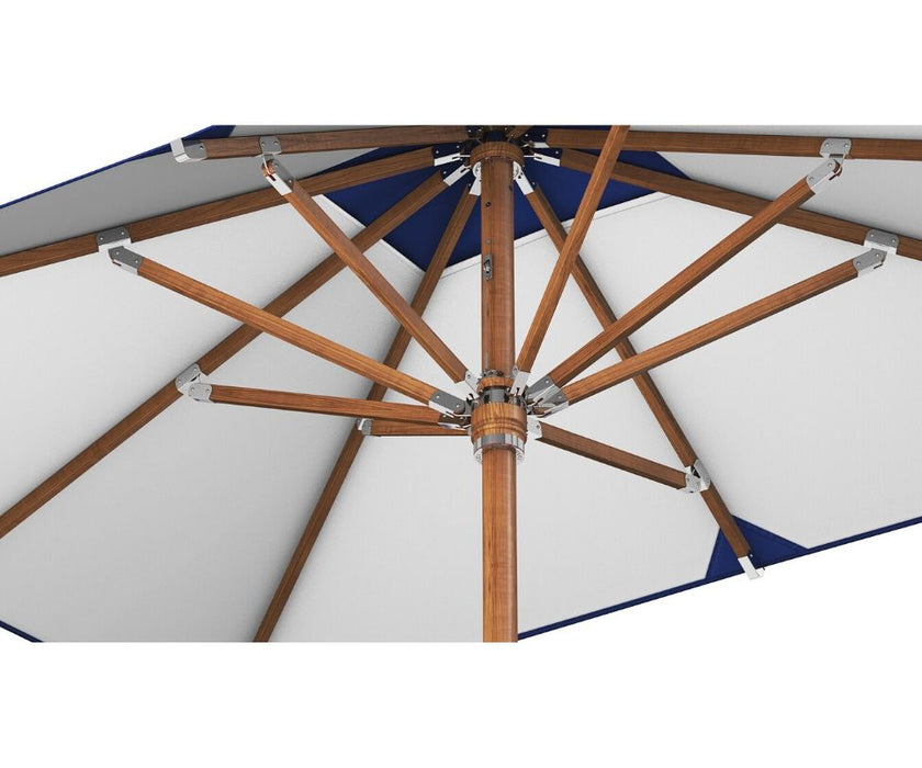 Marine-grade teak umbrella by Tuuci Ocean Master Max Nautical Teak Casa Design Group