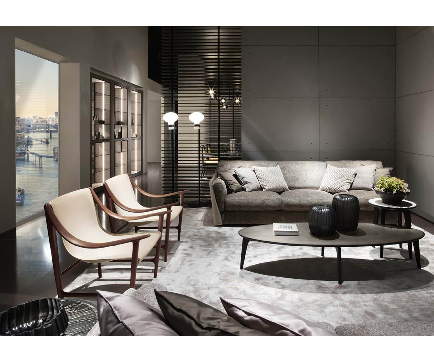 Vittoria Sofa by Giorgetti featuring a high-back design, goose-down cushions, and customizable Italian upholstery | Casa Design Group