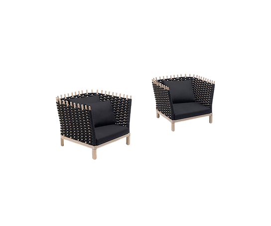 Wabi Outdoor Lounge Chair by Paola Lenti Natural Sassafras Wood Casa Design Group