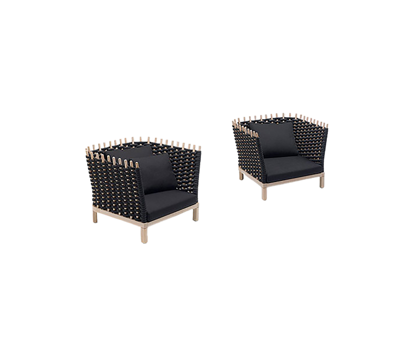 Wabi Outdoor Lounge Chair by Paola Lenti Natural Sassafras Wood Casa Design Group