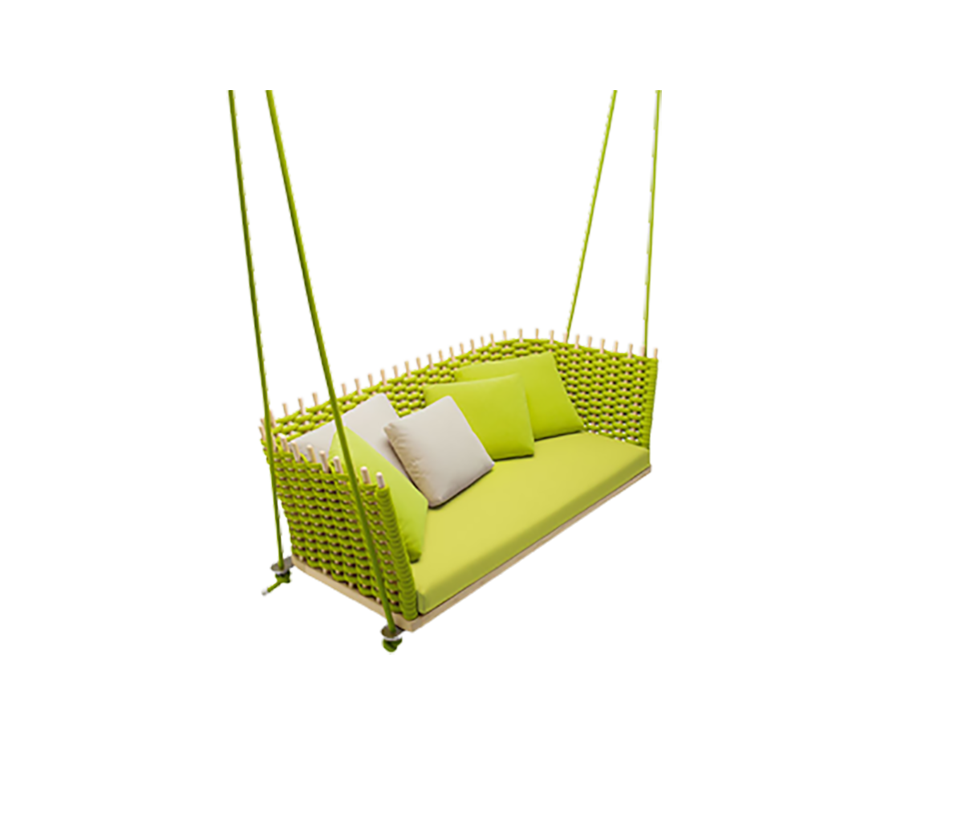 Luxury Wabi Outdoor Suspended Seat by Paola Lenti  with Natural WoodCasa Design Group