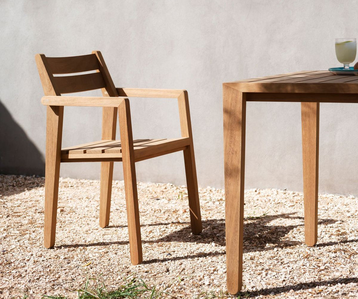 Luxury Outdoor Zania 001 Dining Chair by Roda made of Iroko Wood | Casa Design Group