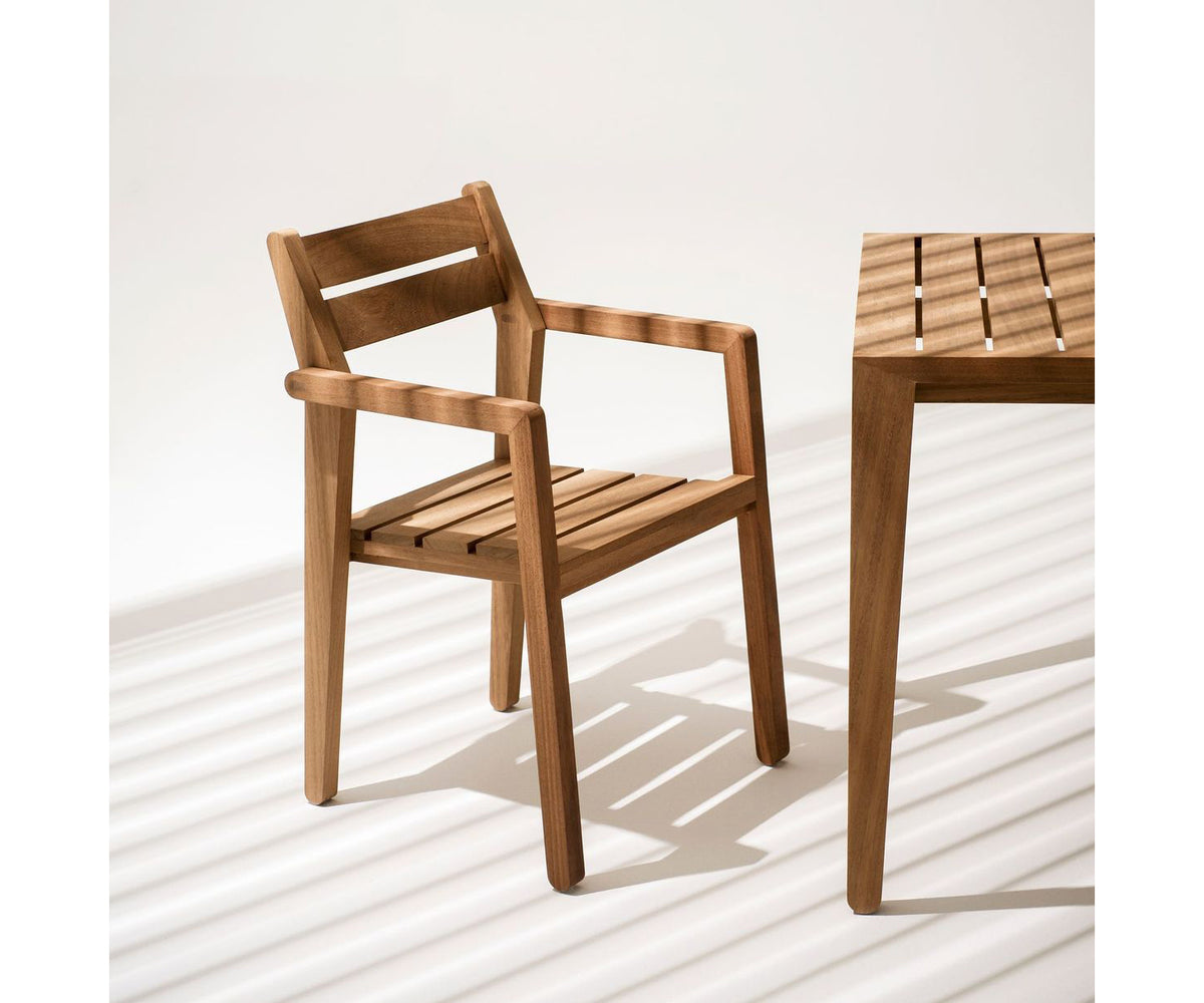 Luxury Outdoor Zania 001 Dining Chair by Roda made of Iroko Wood | Casa Design Group